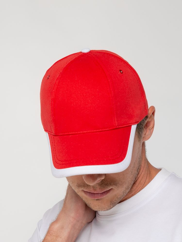 Бейсболка Honor, красная с белым кантом — изображение 6