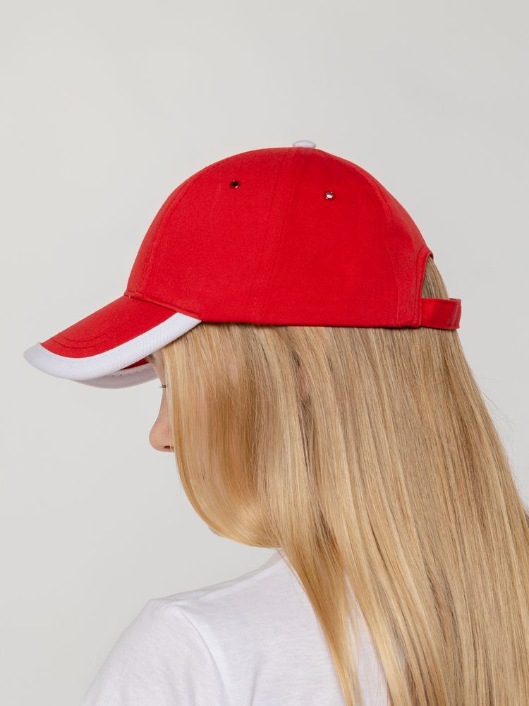 Бейсболка Honor, красная с белым кантом — изображение 8