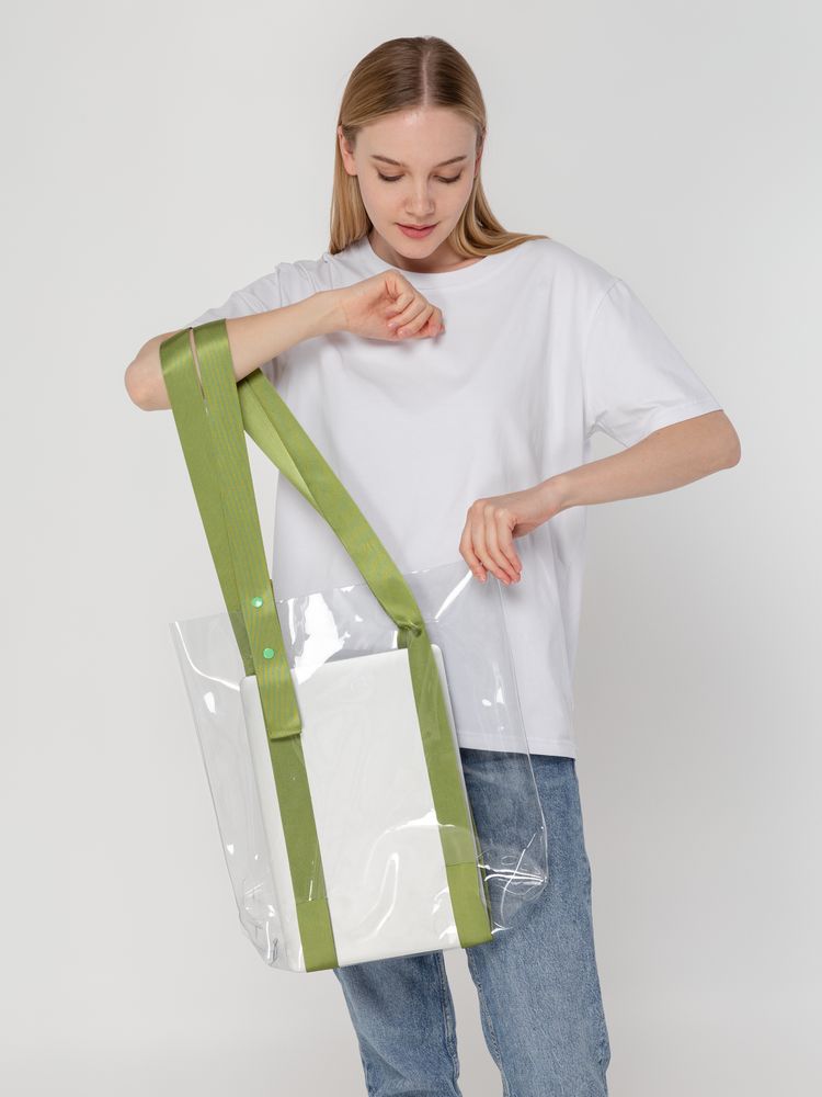 Шопер Clear Fest, прозрачный с зелеными ручками — изображение 6