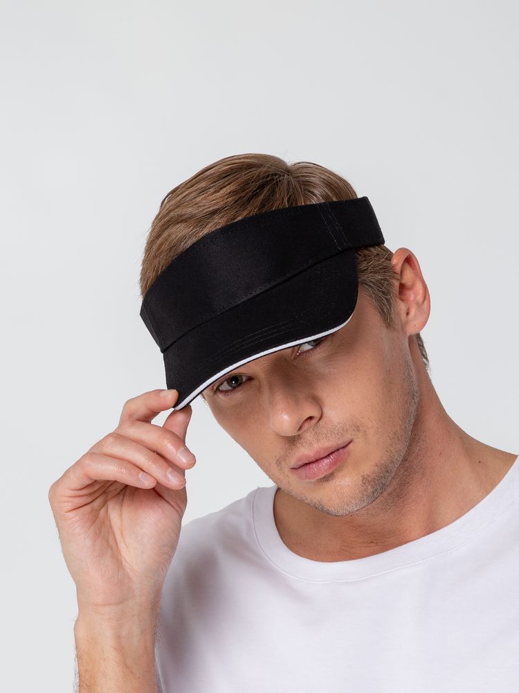 Козырек Active, черный с белым кантом — изображение 7