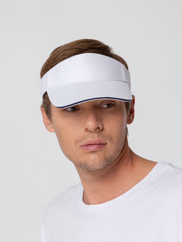 Козырек Active, белый с темно-синим кантом — изображение 6