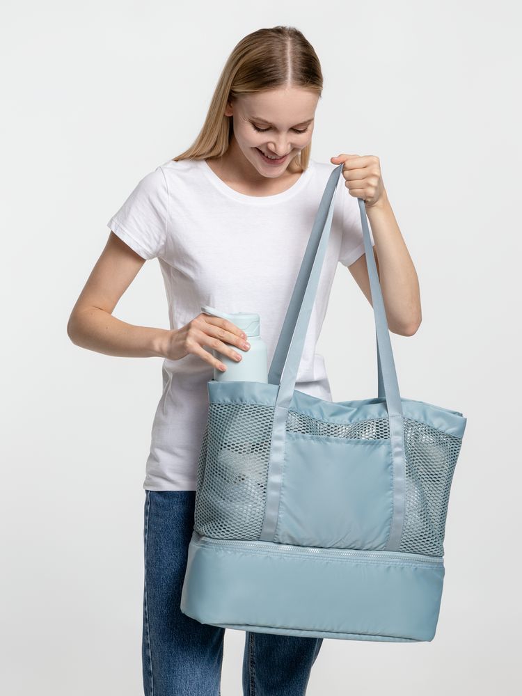 Шопер с термоотделением Verkko, серо-голубой — изображение 11