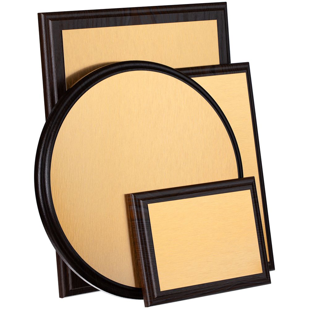 Плакетка Plaque, большая, венге с золотистой пластиной — изображение 7