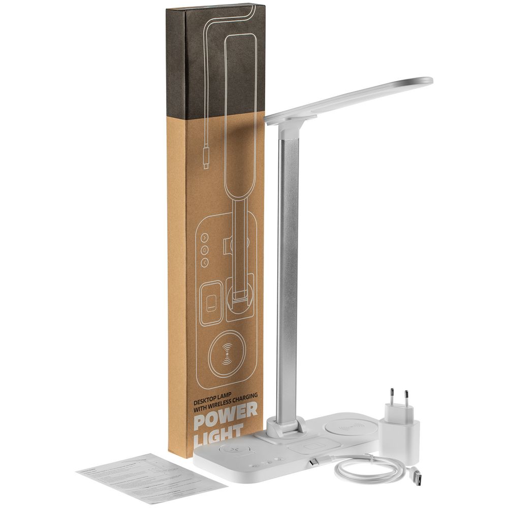 Настольная лампа с беспроводной зарядкой Power Light, белая — изображение 9