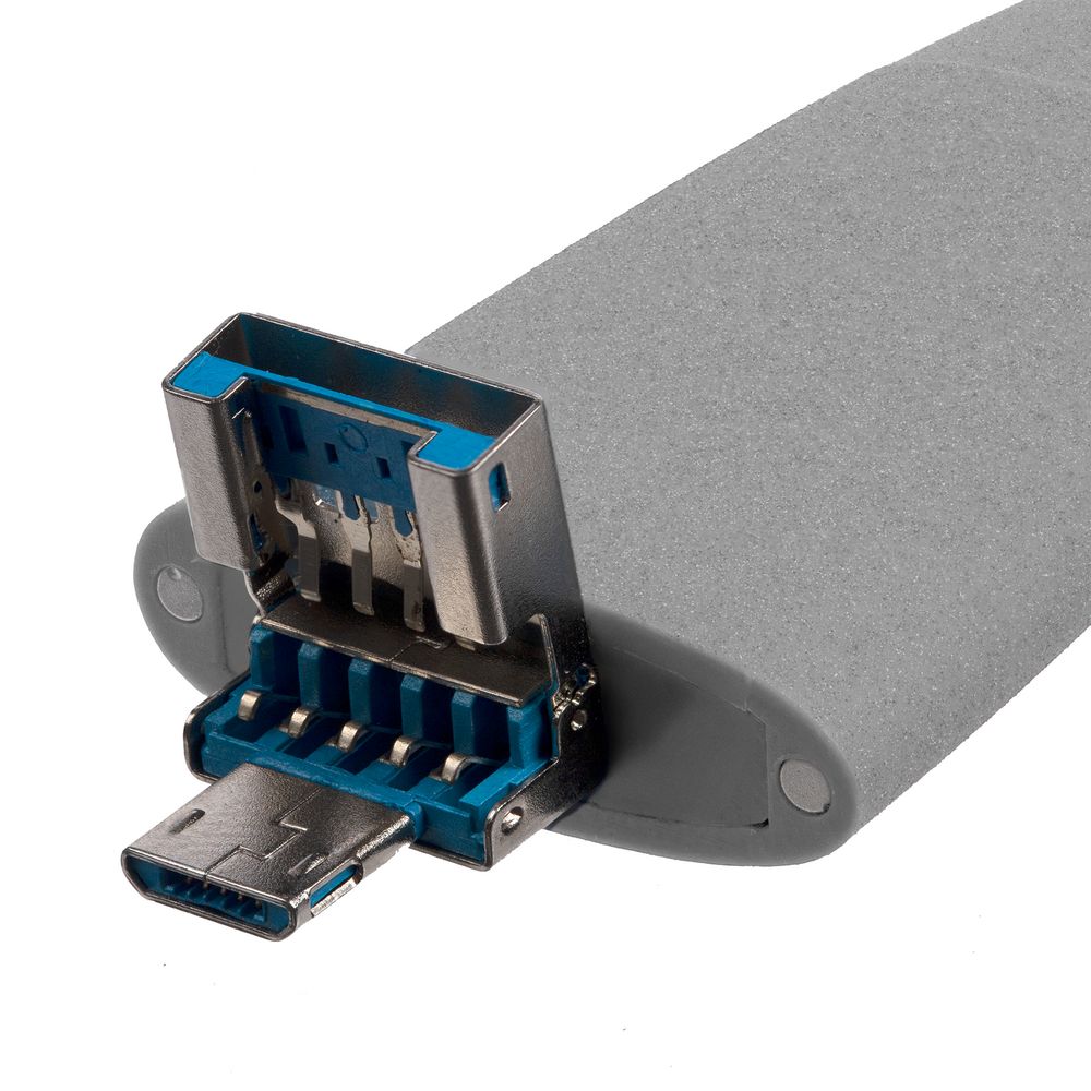 Флешка Pebble Universal, USB 3.0, серая, 64 Гб — изображение 4