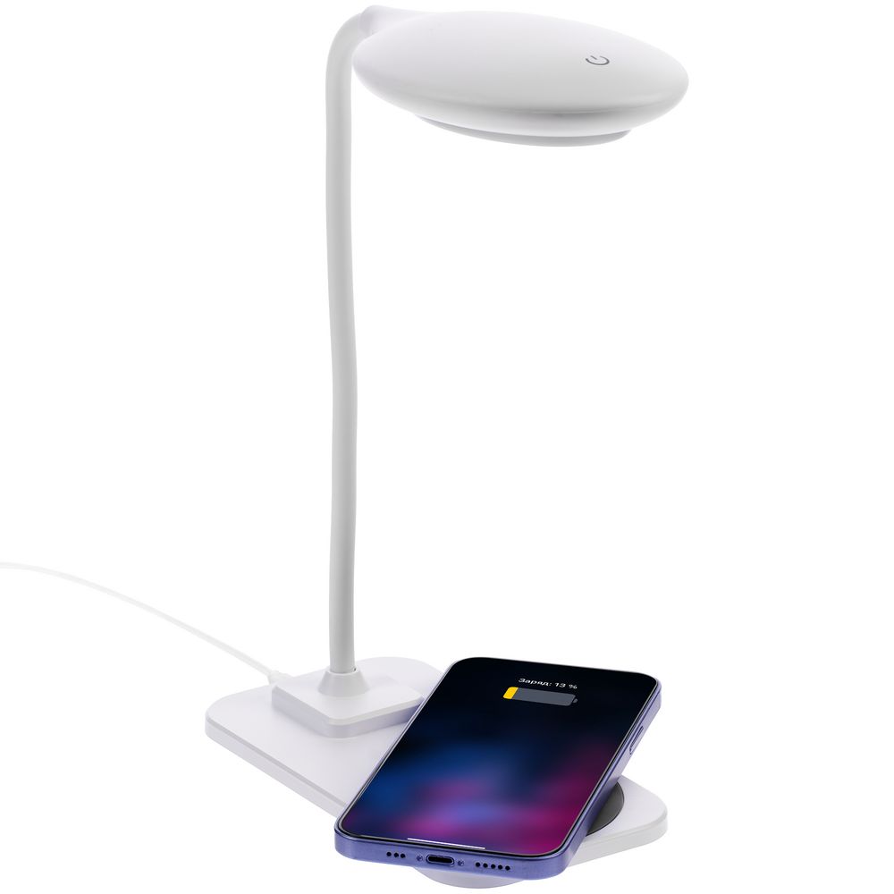 Настольная лампа с беспроводной зарядкой Modicum, белая — изображение 2