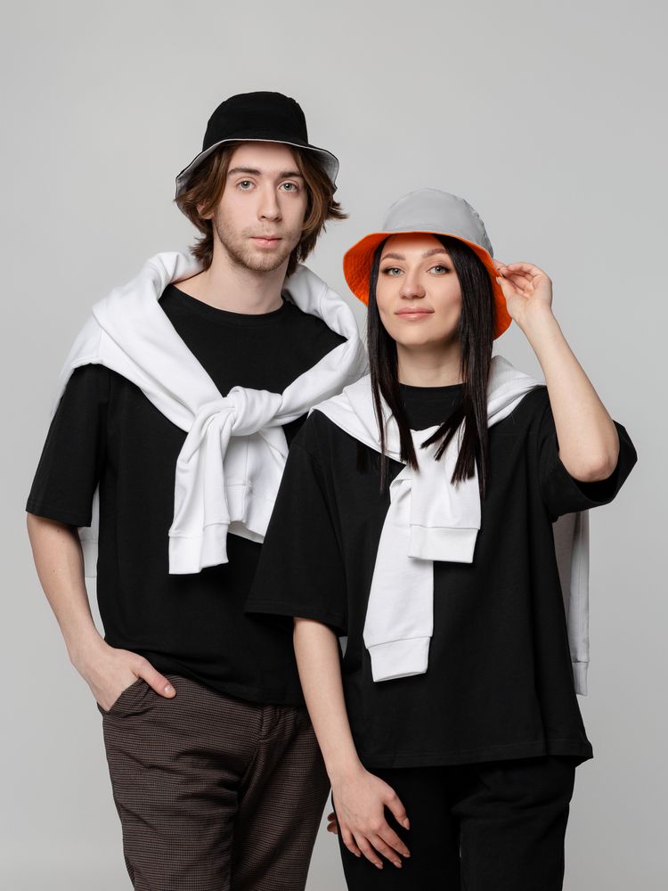 Панама Summer двусторонняя, черная с серым — изображение 8