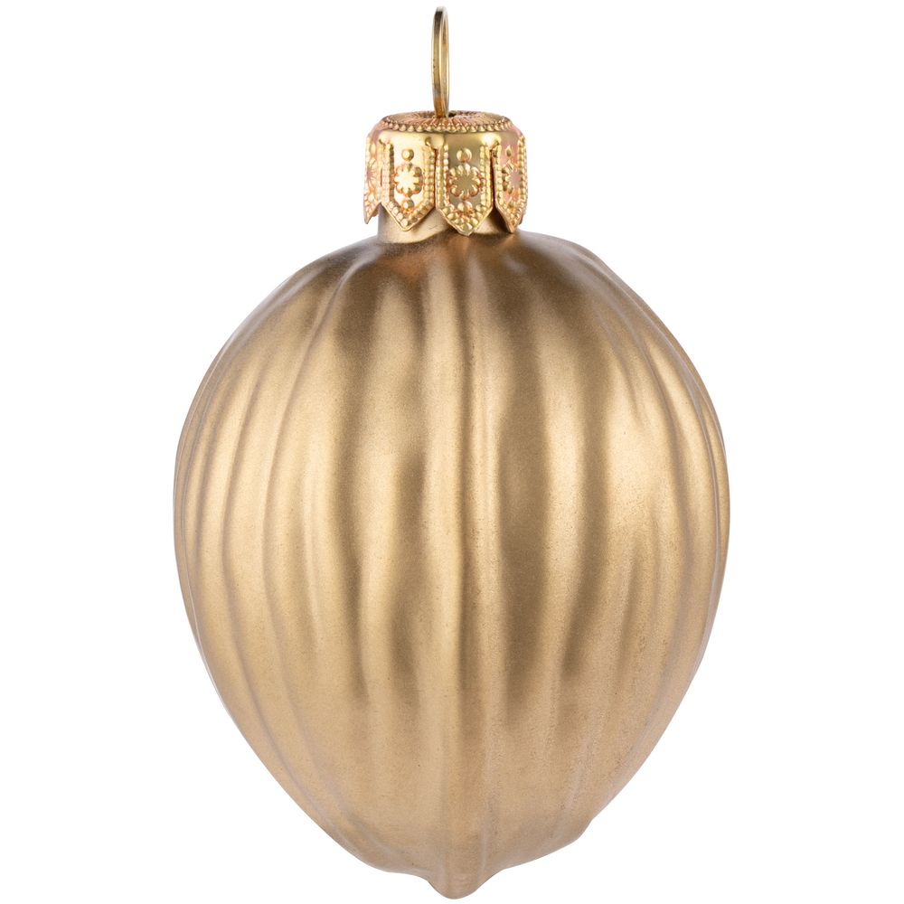 Елочная игрушка «Грецкий орех», матовое золото — изображение 3