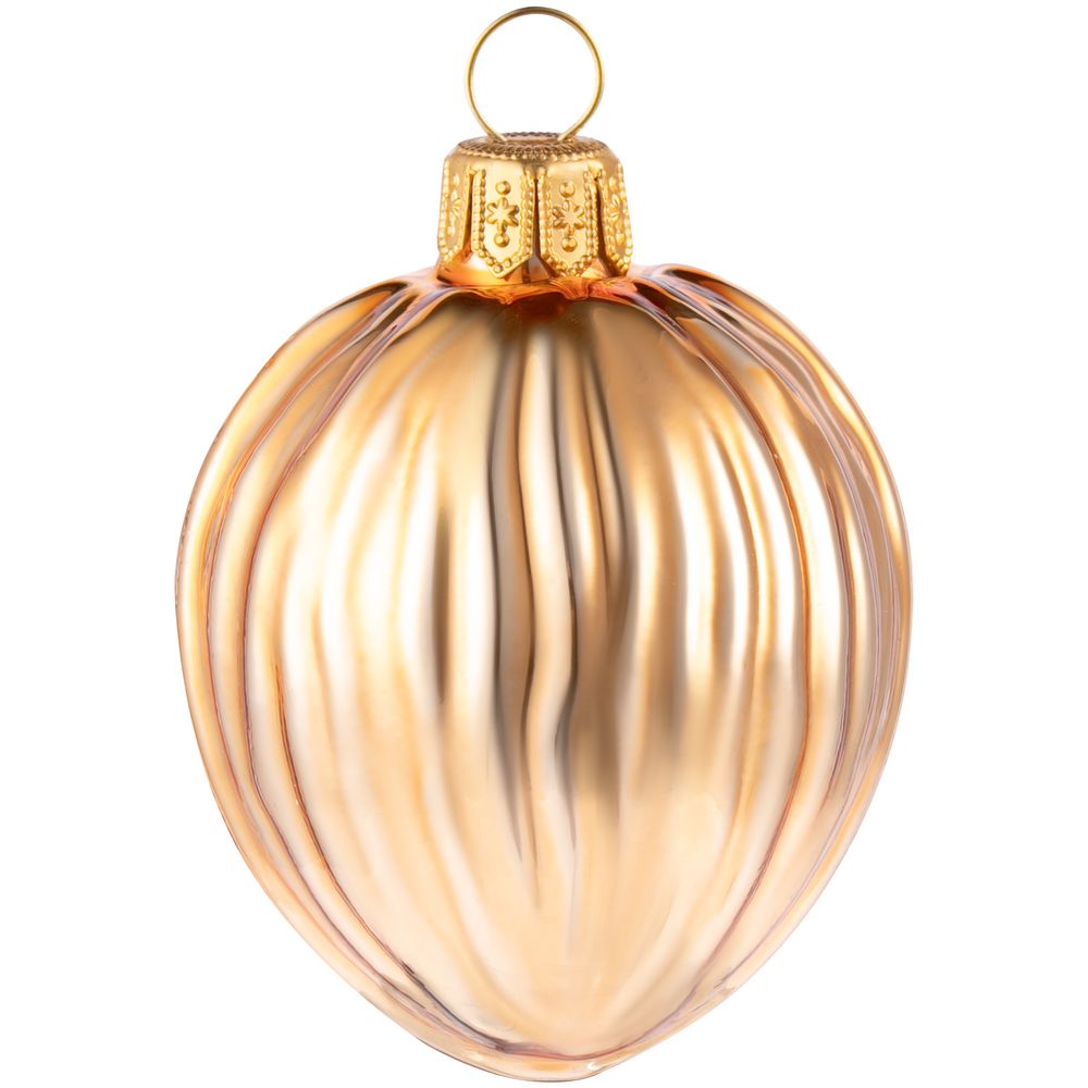 Елочная игрушка «Грецкий орех», золотистая — изображение 2