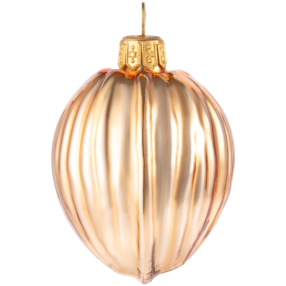 Елочная игрушка «Грецкий орех», золотистая — изображение 3