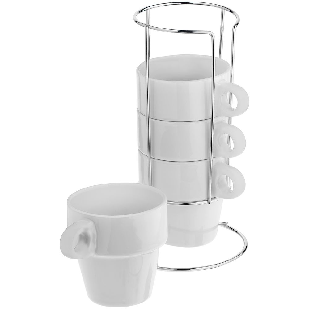 Набор из 4 кружек Inset с подставкой, белый — изображение 3