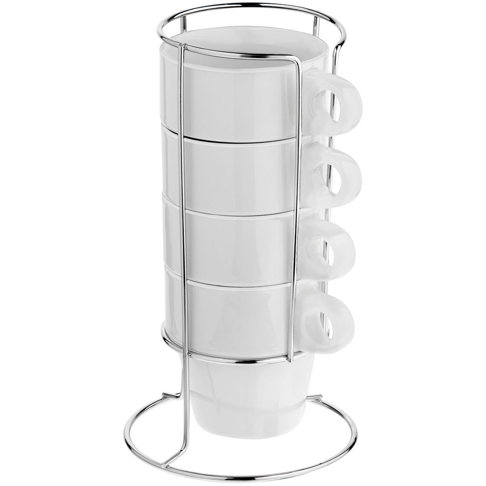 Набор из 4 кружек Inset с подставкой, белый — изображение 2