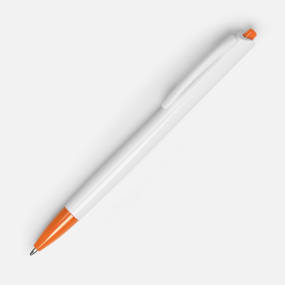 Ручка шариковая Tick, белая с оранжевым — изображение 2