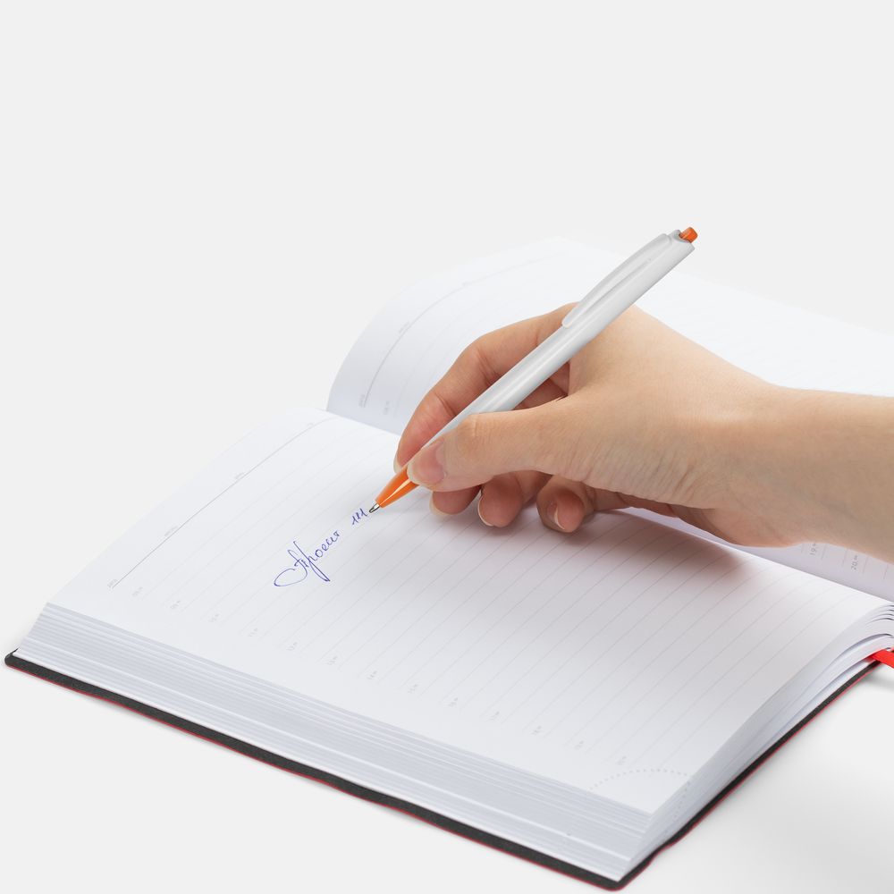 Ручка шариковая Tick, белая с оранжевым — изображение 5