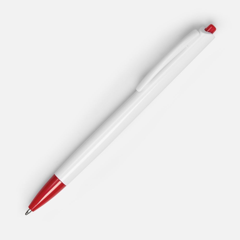 Ручка шариковая Tick, белая с красным — изображение 2