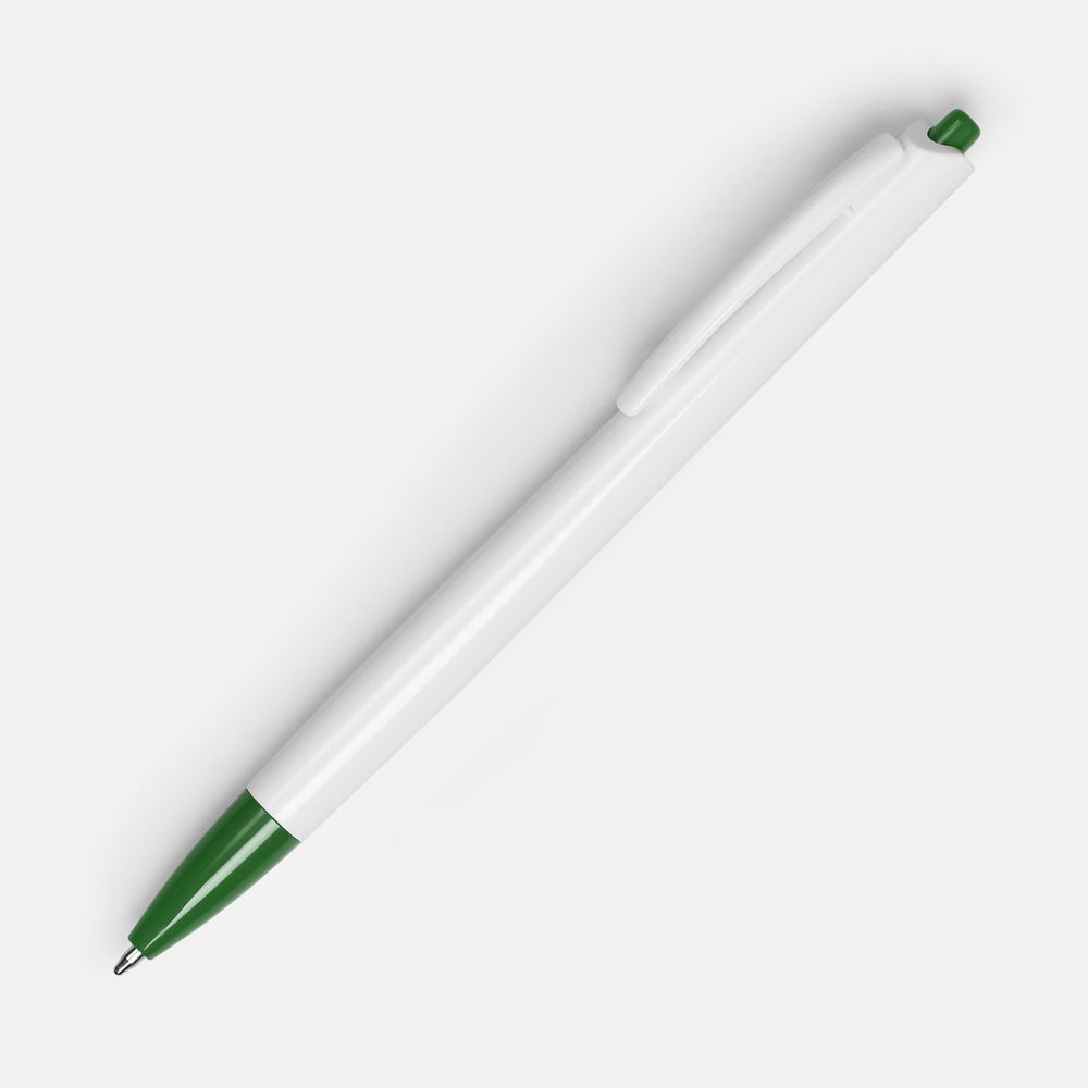 Ручка шариковая Tick, белая с зеленым — изображение 2