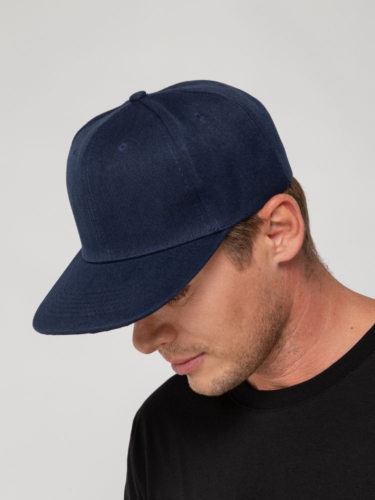 Бейсболка Snapback с прямым козырьком, темно-синяя — изображение 9