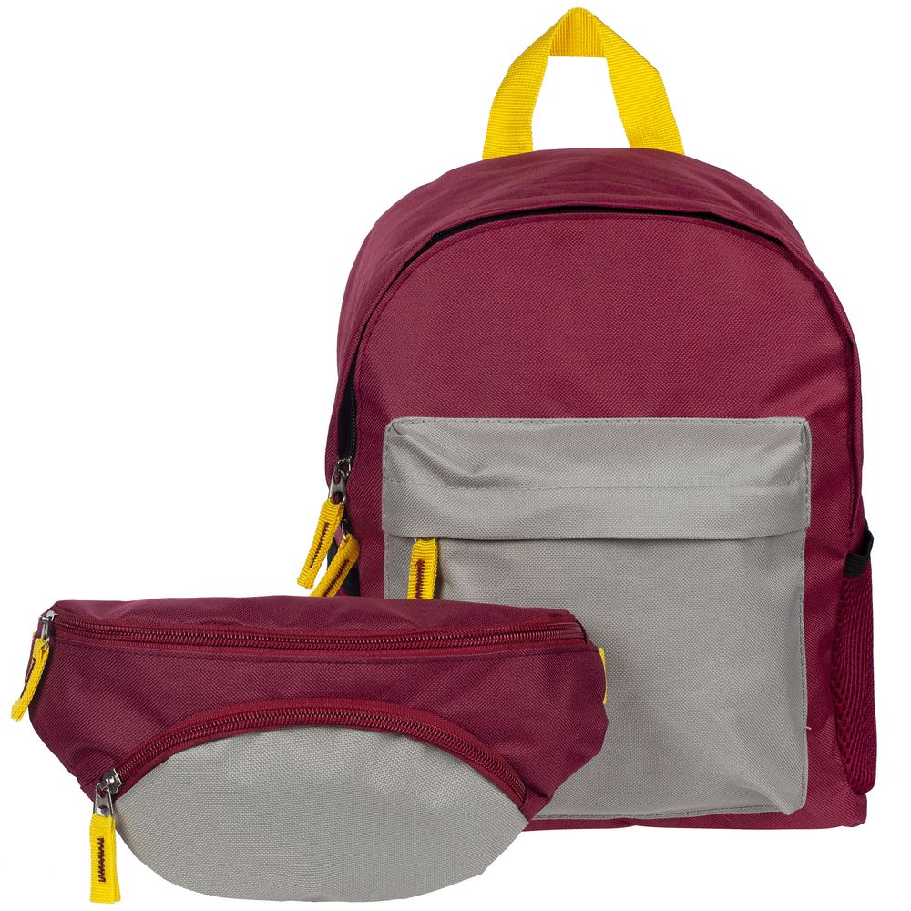 Поясная сумка детская Kiddo, бордовая с серым — изображение 5