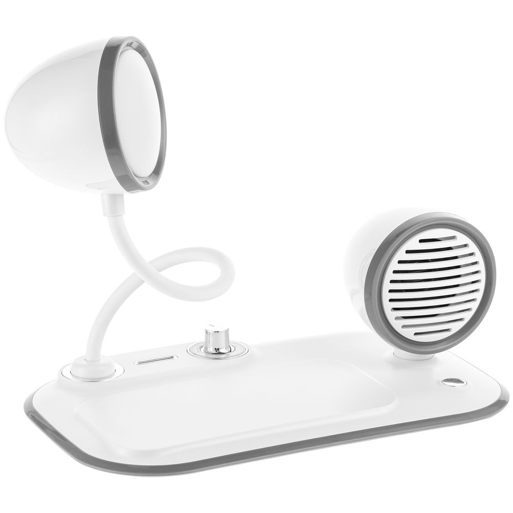 Лампа с колонкой и беспроводной зарядкой Flashback, белая — изображение 7