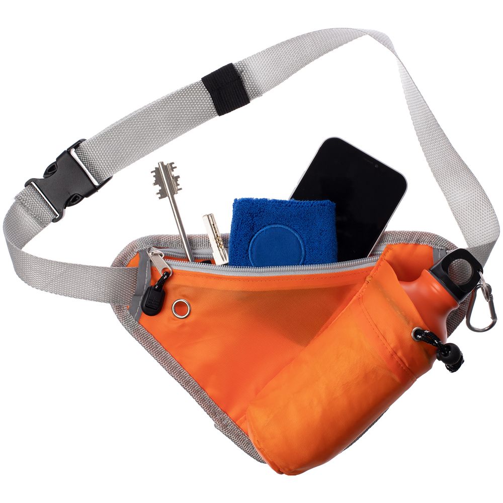 Сумка поясная с отделением для бутылки Waterun, оранжевая — изображение 6
