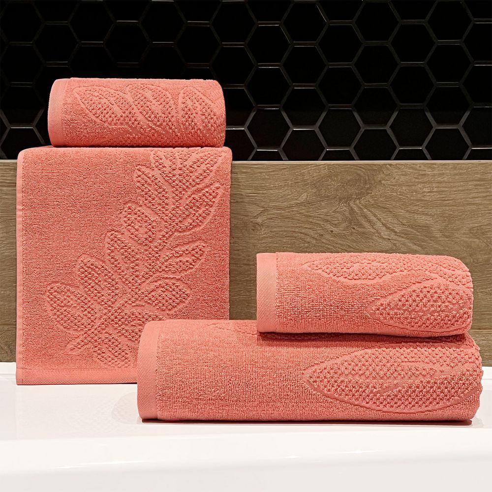 Полотенце махровое «Флора», среднее, оранжевое (персиковое эхо) — изображение 8