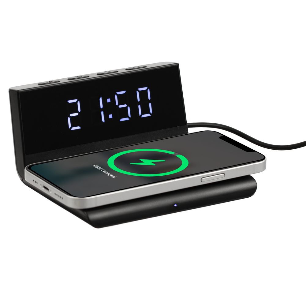 Станция беспроводной зарядки с часами Electron, ver.2, черная — изображение 2