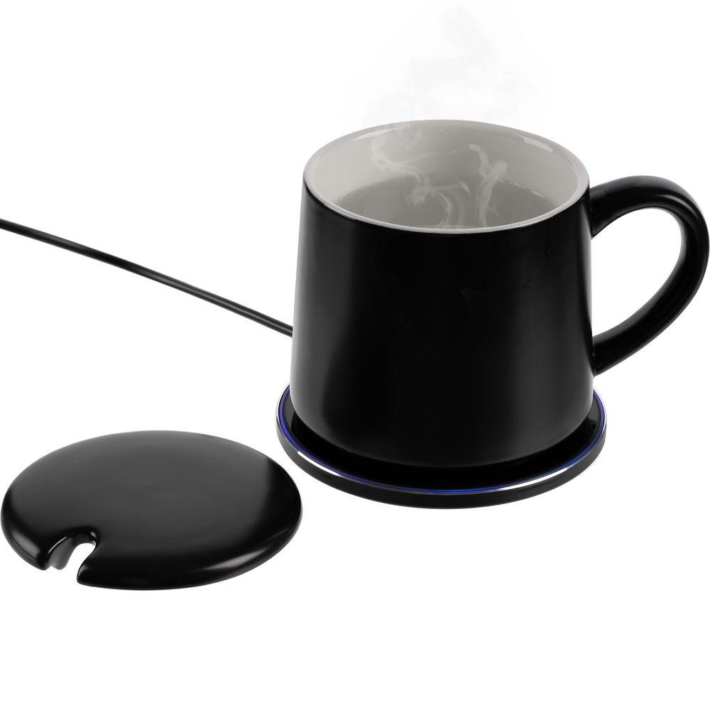 Кружка с подогревом и беспроводной зарядкой Dual Base ver. 2.0 Matt, черная — изображение 2