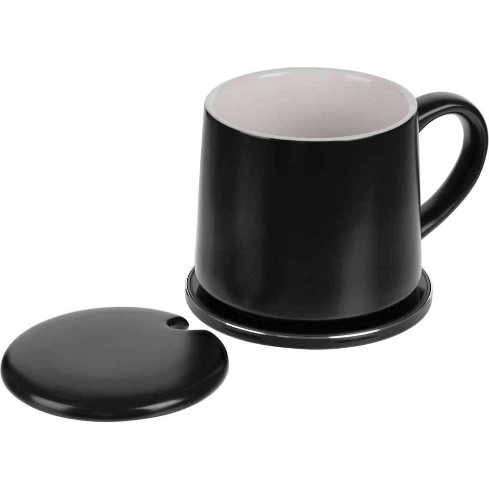 Кружка с подогревом и беспроводной зарядкой Dual Base ver. 2.0 Matt, черная — изображение 5