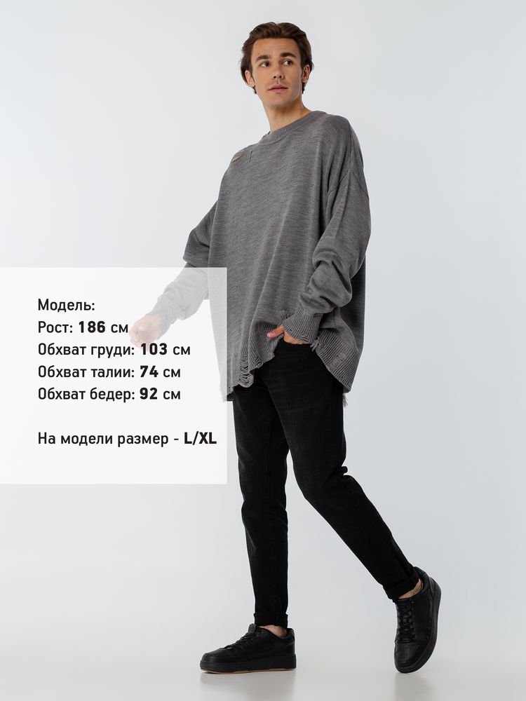 Джемпер оверсайз унисекс Grunge, серый — изображение 10
