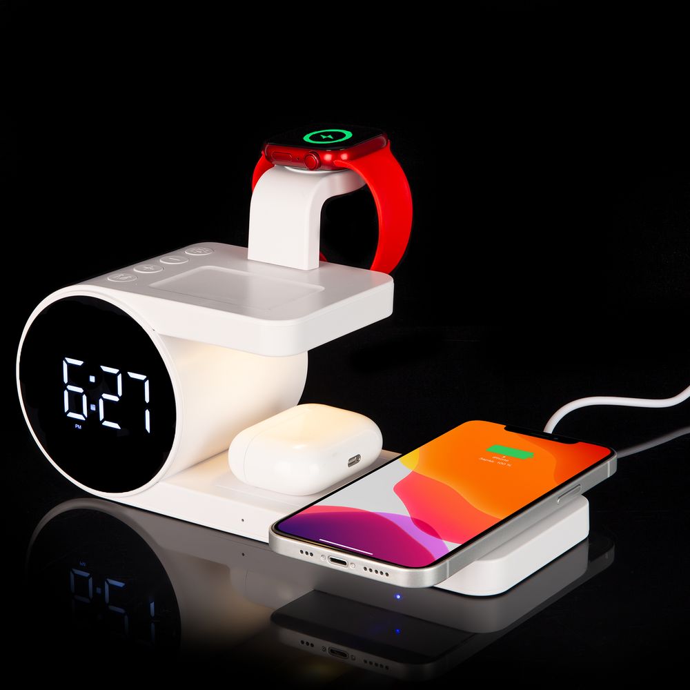 Станция беспроводной зарядки с часами fullStack, белая — изображение 12