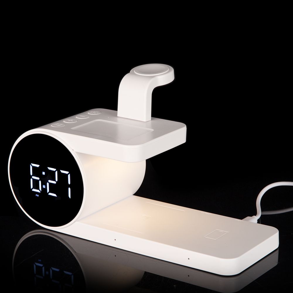 Станция беспроводной зарядки с часами fullStack, белая — изображение 11