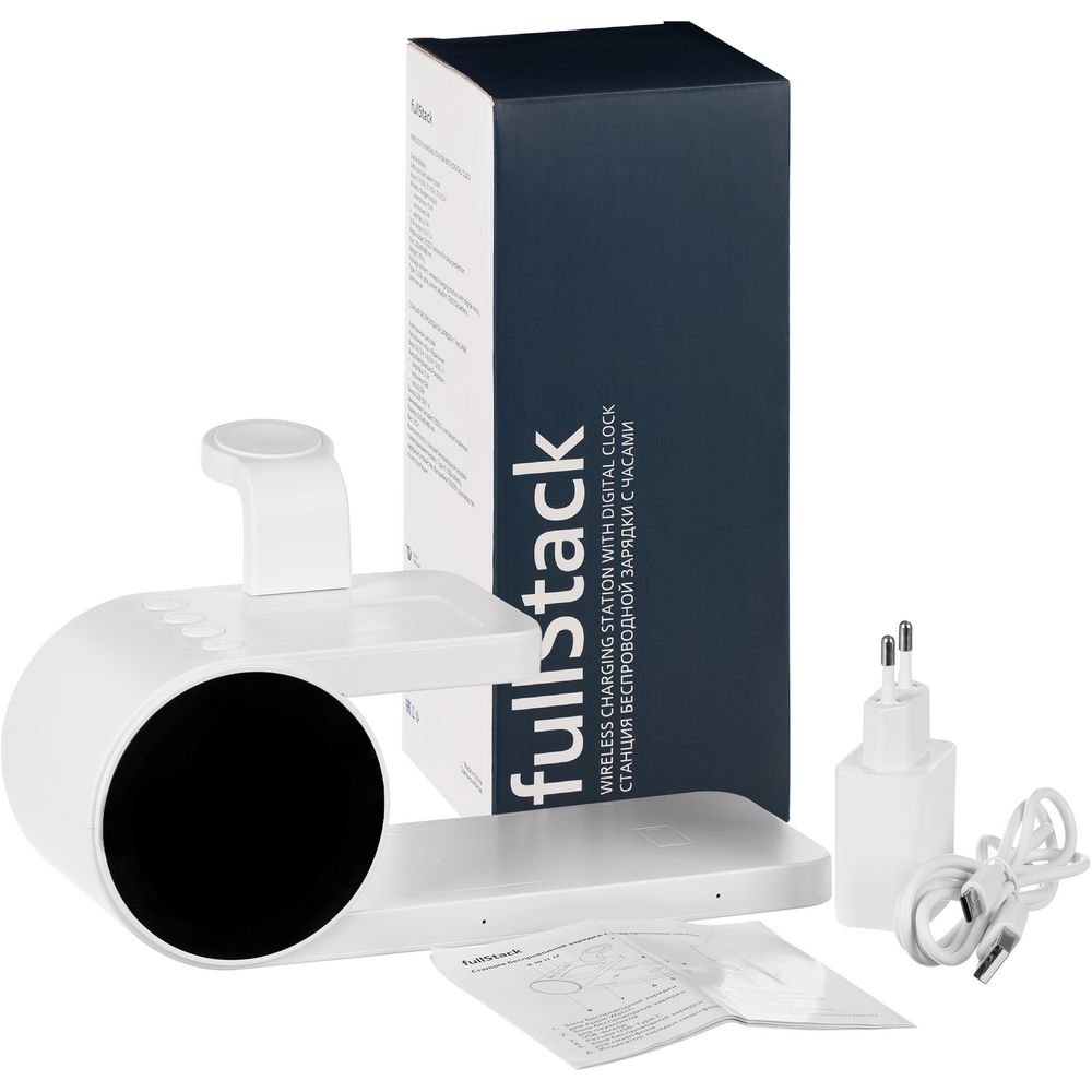 Станция беспроводной зарядки с часами fullStack, белая — изображение 13