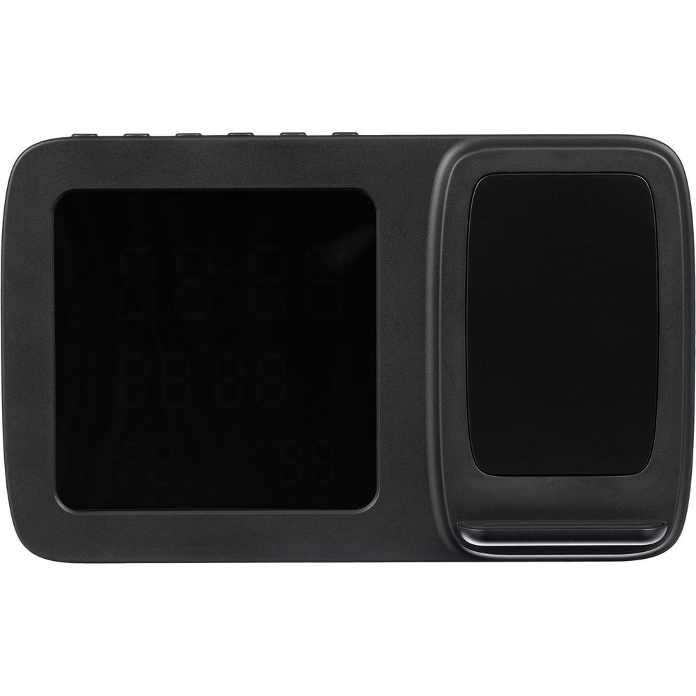 Станция беспроводной зарядки с часами и календарем и подсветкой лого Novem, черная — изображение 4