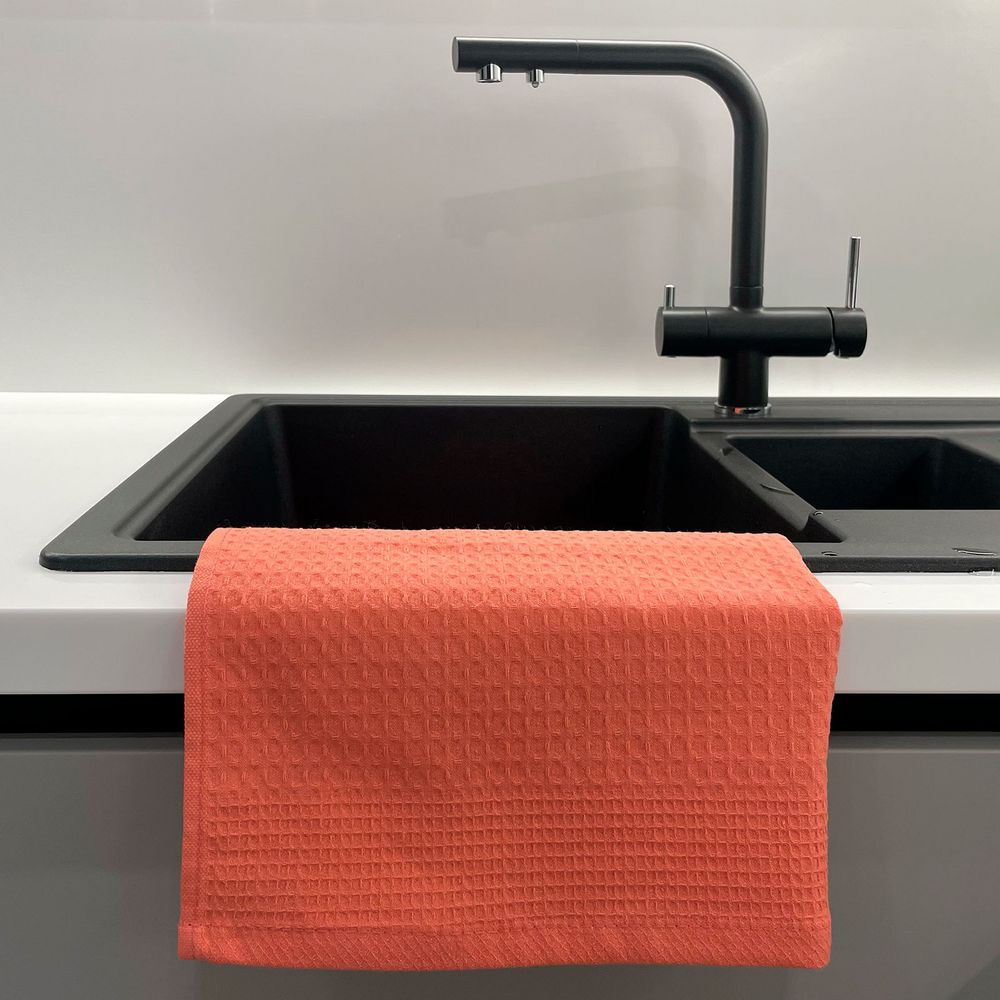 Полотенце вафельное «Деметра», малое, оранжевое (грейпфрут) — изображение 6