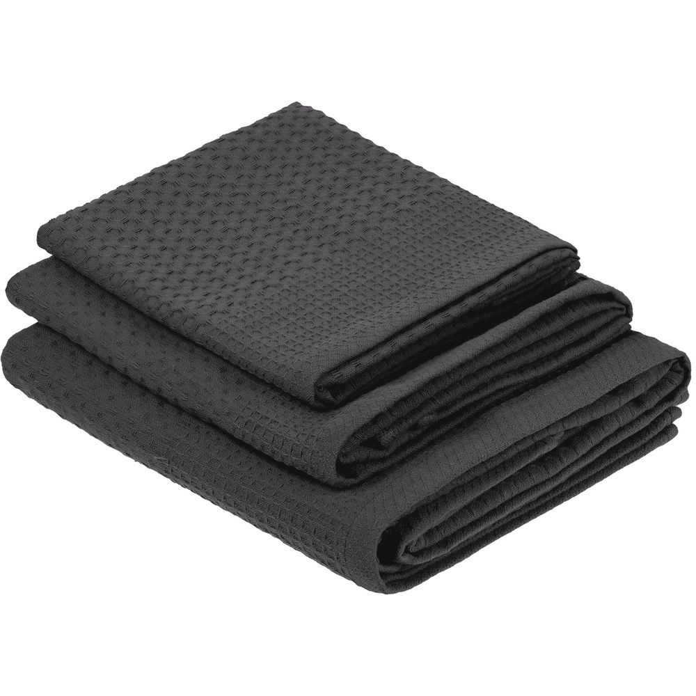 Полотенце вафельное «Деметра», малое, темно-серое — изображение 5