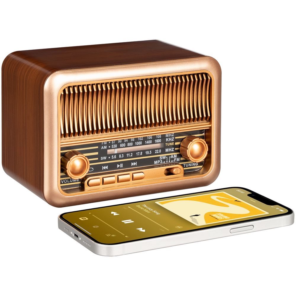 Bluetooth-колонка с радио Beatnik, коричневая — изображение 8