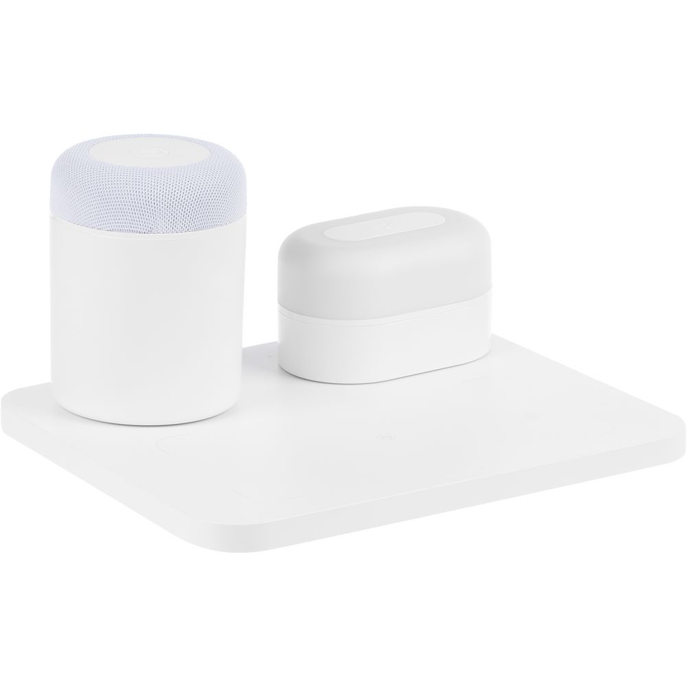 Станция беспроводной зарядки с колонкой и ночником Trilogy, белая — изображение 3