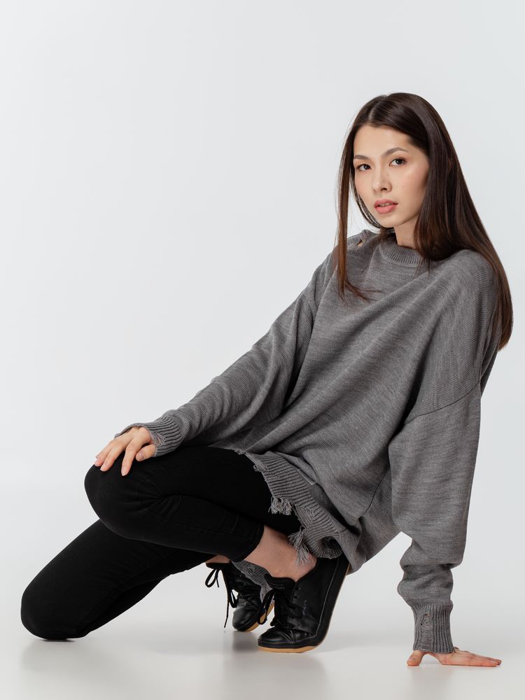 Джемпер оверсайз унисекс Grunge, серый — изображение 13