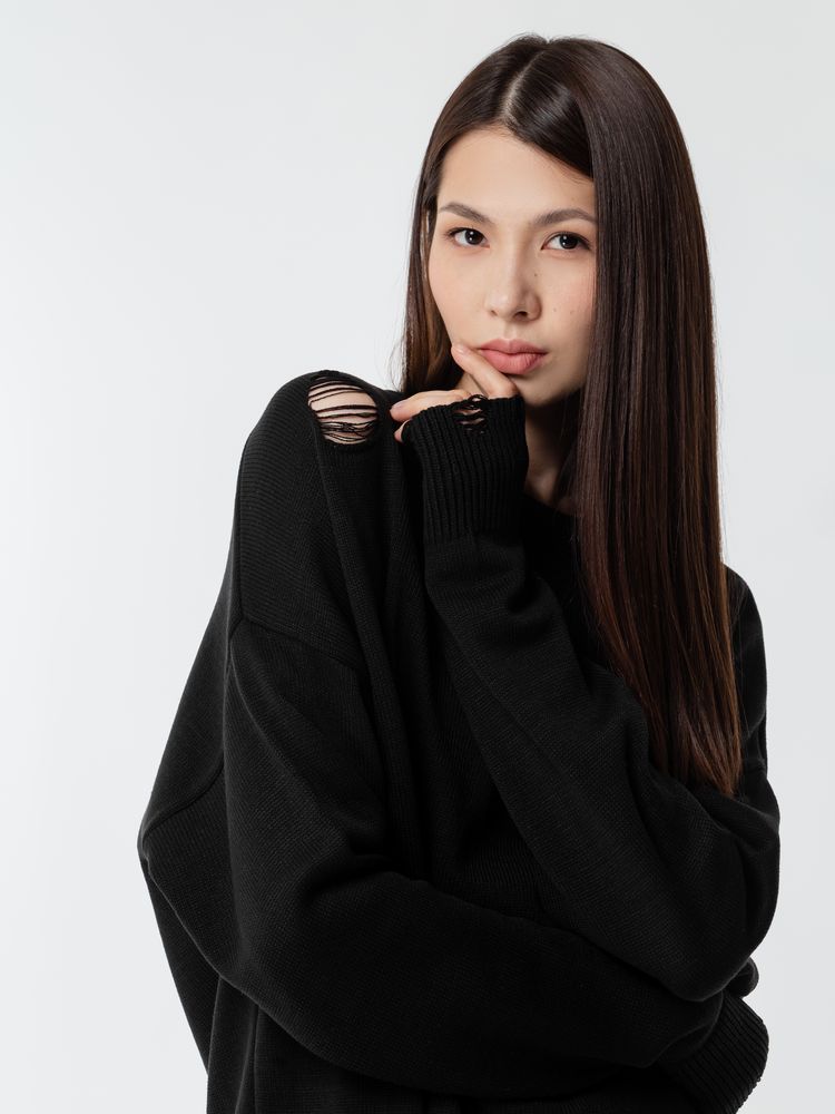 Джемпер оверсайз унисекс Grunge, черный — изображение 11