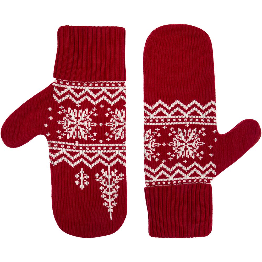 Варежки Elnik, красные с молочно-белым — изображение 3