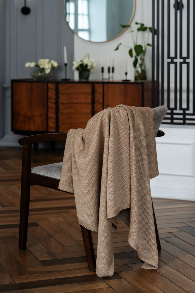 Плед Ornato, бежевый (миндальный меланж) — изображение 8