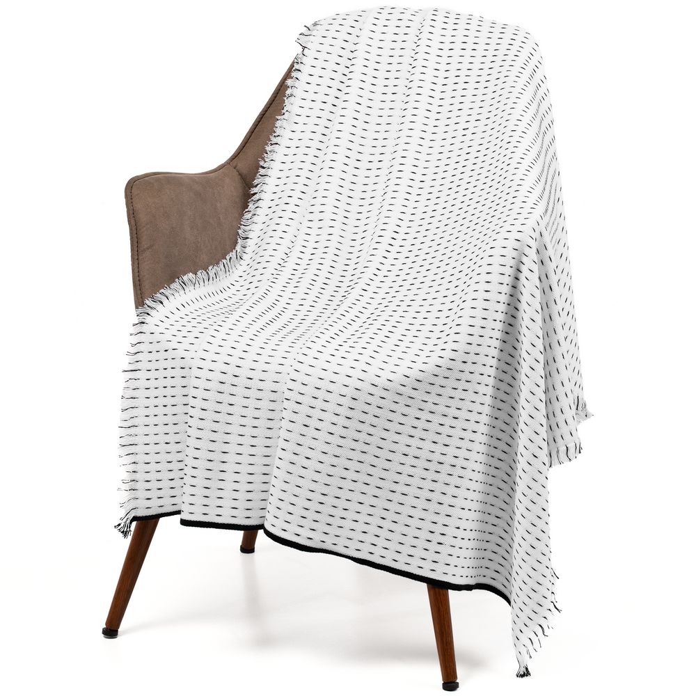 Плед Fringy, белый с черным — изображение 2