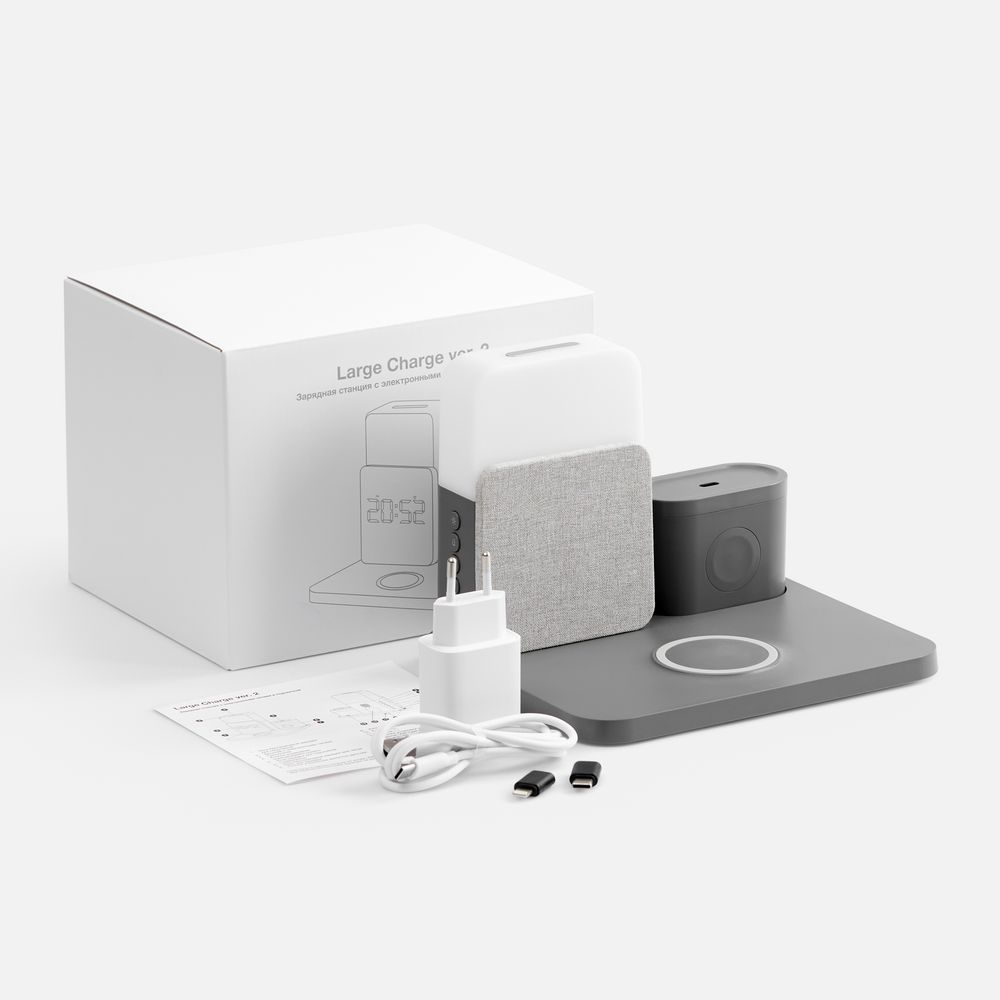 Зарядная станция с часами и подсветкой Large Charge ver.2, серая — изображение 9