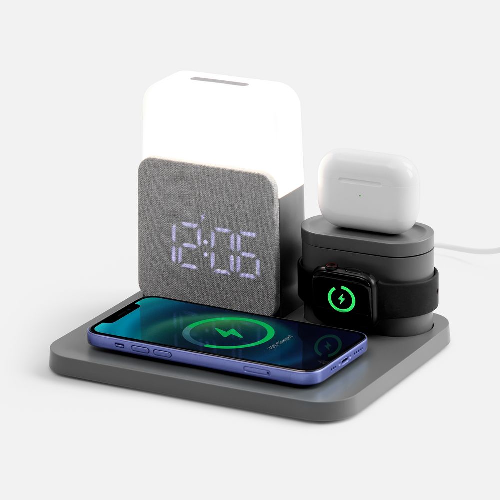 Зарядная станция с часами и подсветкой Large Charge ver.2, серая — изображение 2