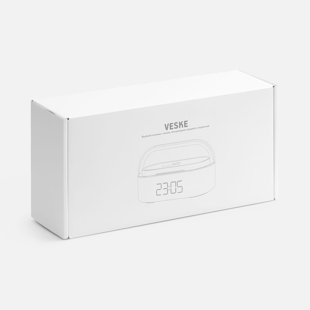 Колонка с часами и беспроводной зарядкой Veske ver.2, серая — изображение 12
