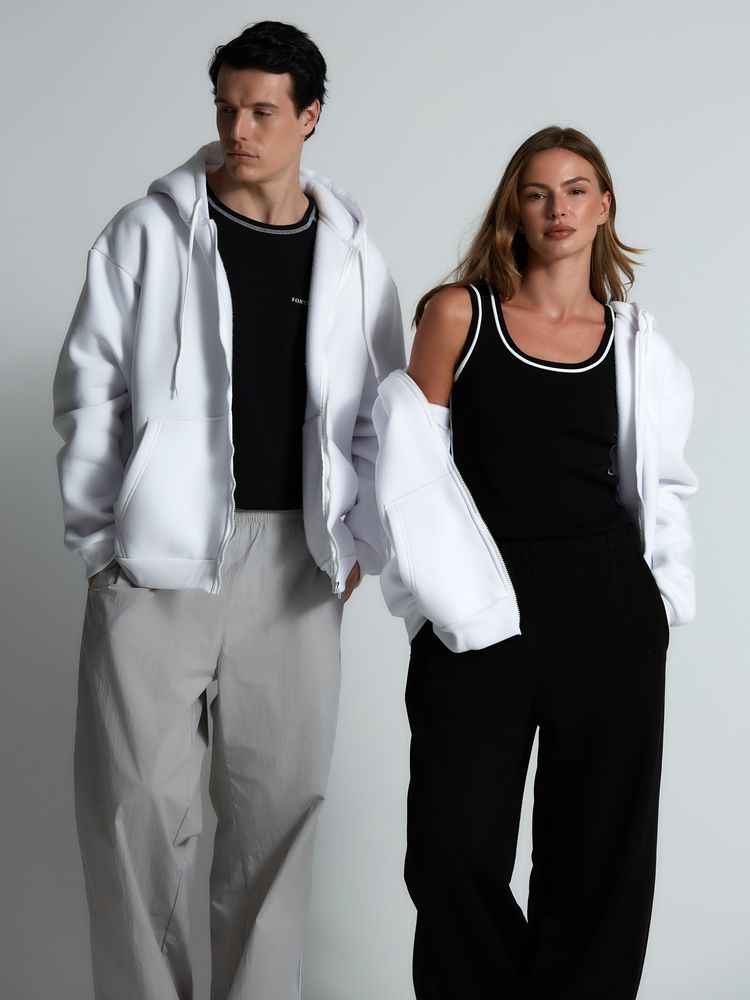 Толстовка унисекс оверсайз Zippy, белая — изображение 14