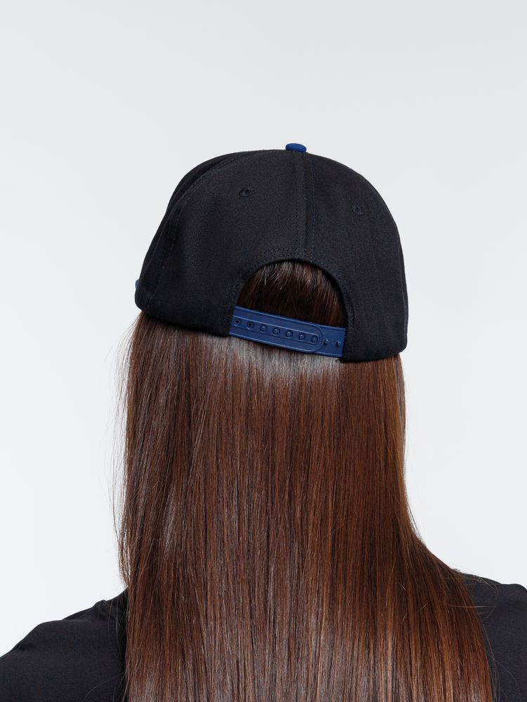 Бейсболка Foreside с прямым козырьком, черная с синим — изображение 11