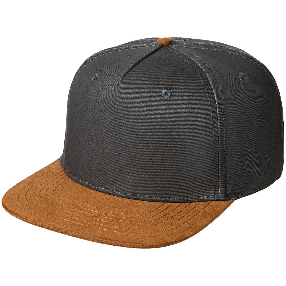 Бейсболка Foreside с прямым козырьком, серая с коричневым — изображение 2