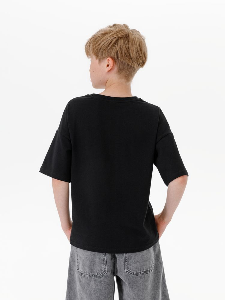 Футболка детская оверсайз Teezer, черная — изображение 8