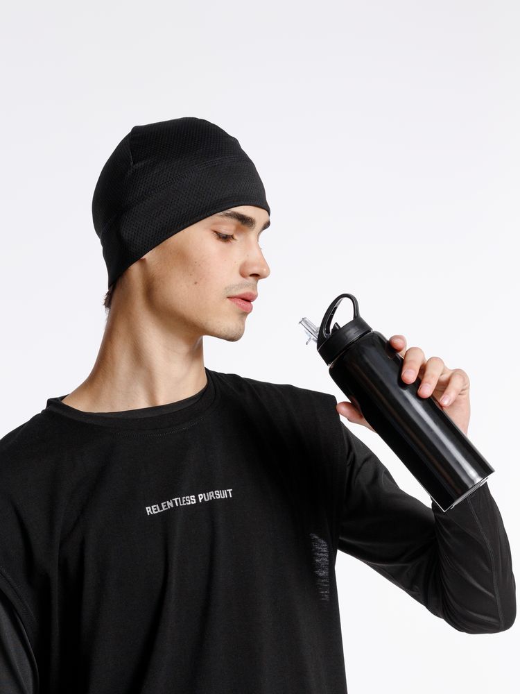 Шапка спортивная GoHead, черная — изображение 5